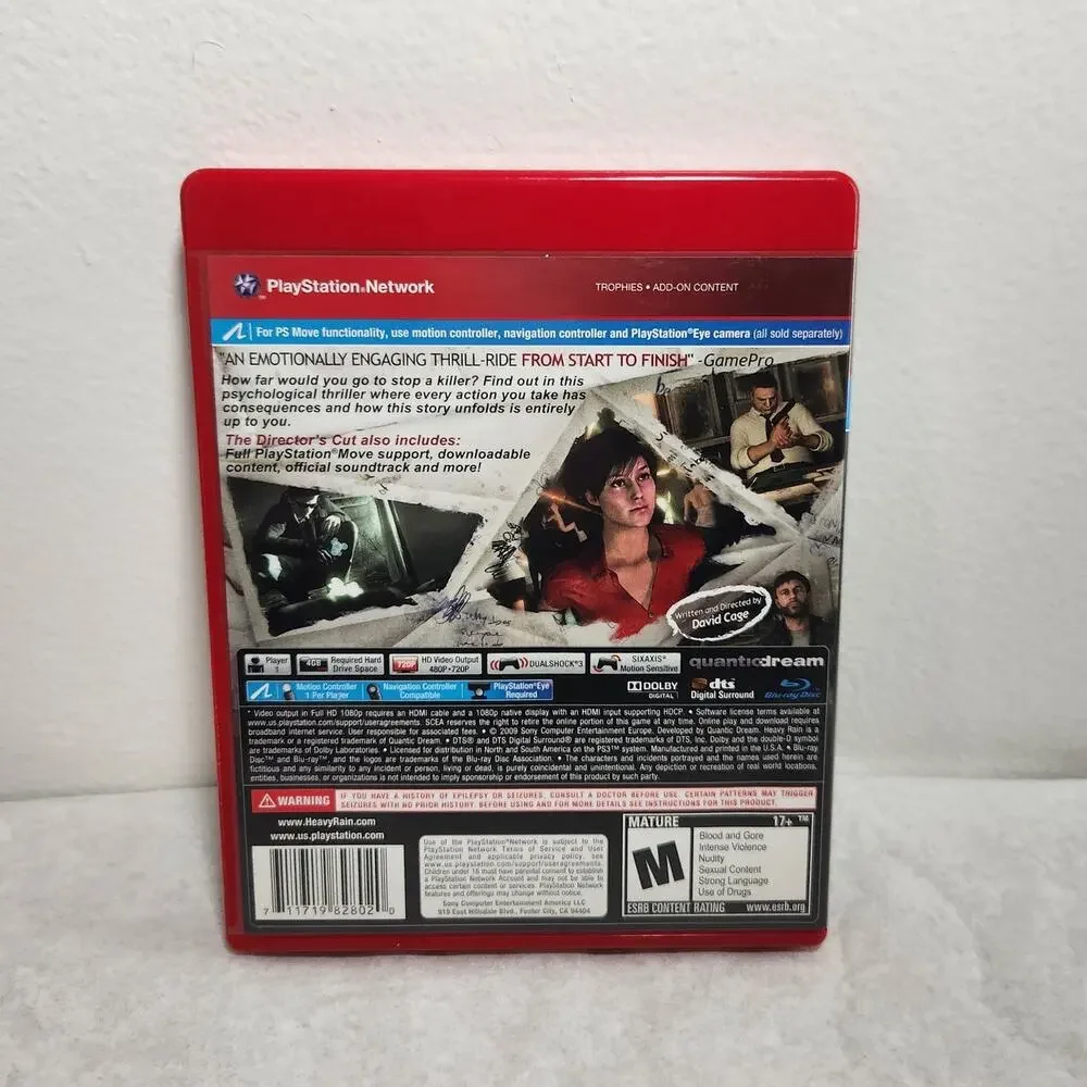 PS3 Heavy Rain Director's Cut Greatest Hits CIB 2009 Sony PlayStation Pre-owned